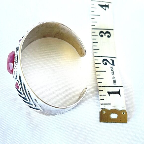 Lucky Brand Silver-Tone Red Stone Cuff Bracelet - Picture 5 of 10